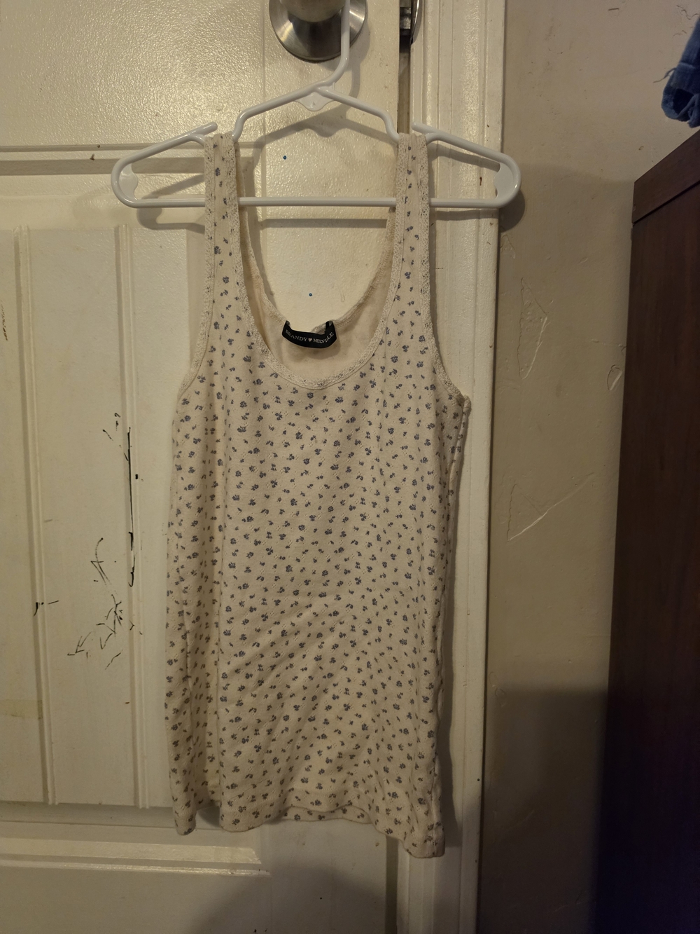 Brandy Melville Cream Floral Tank Top